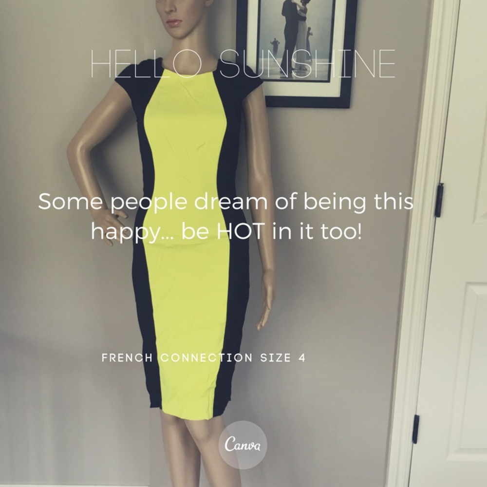 French connect black lime dress